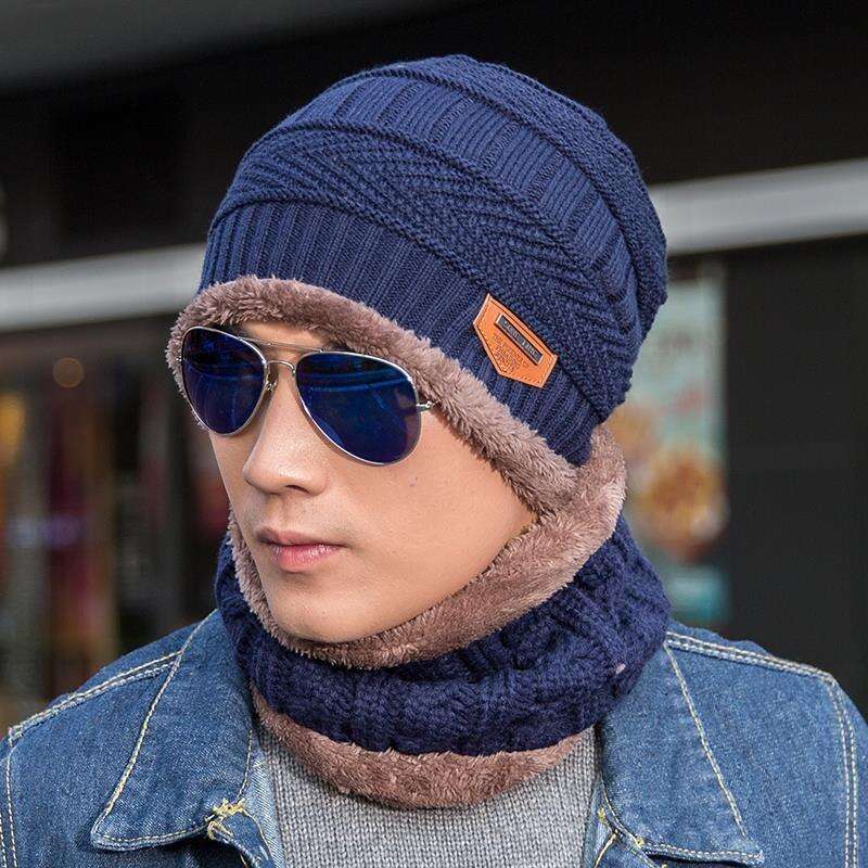 Winter Skull Cap And Neck Scarf Wool Warm