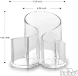 Acrylic 3 Compartment Cosmetic Brush Holder