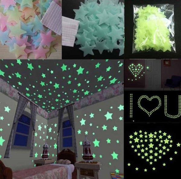 Night Glow Stars for Kids Room Pack of 100