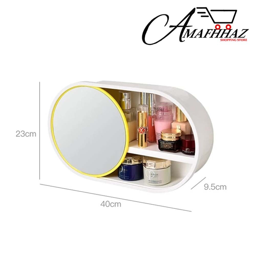 Wall-Mounted Cosmetic Storage Box With Mirror