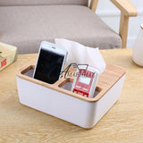 Wooden Desktop Tissue and Remote Holder