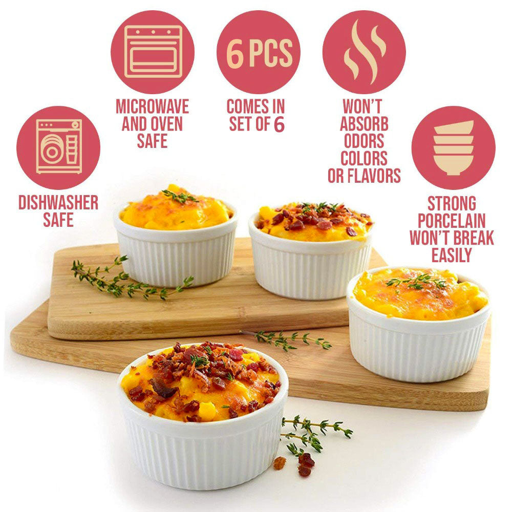 Pack of 6 – Cake & Muffins Ramekins Oven Proof