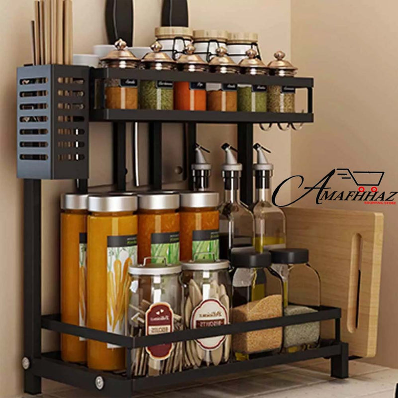 2 Layer Spice Bottle Iron Rack