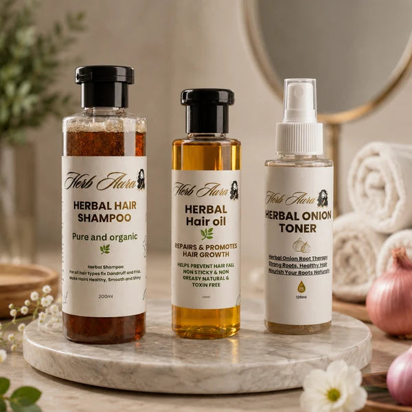 Herbal Hair Oil, Shampoo & Onion Toner