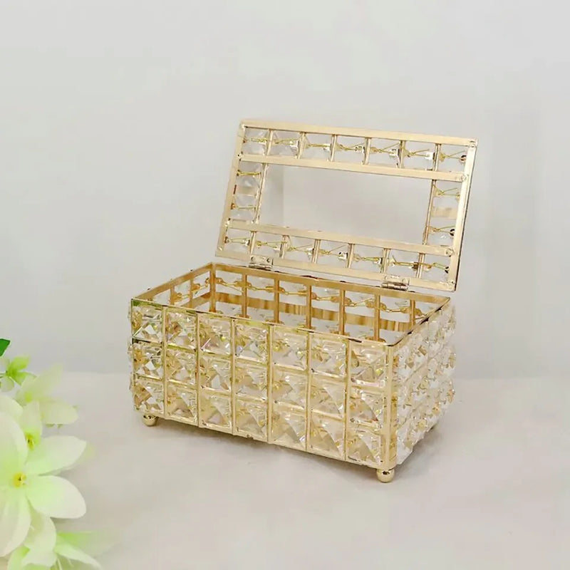 Modern Crystal Tissue Box Gold