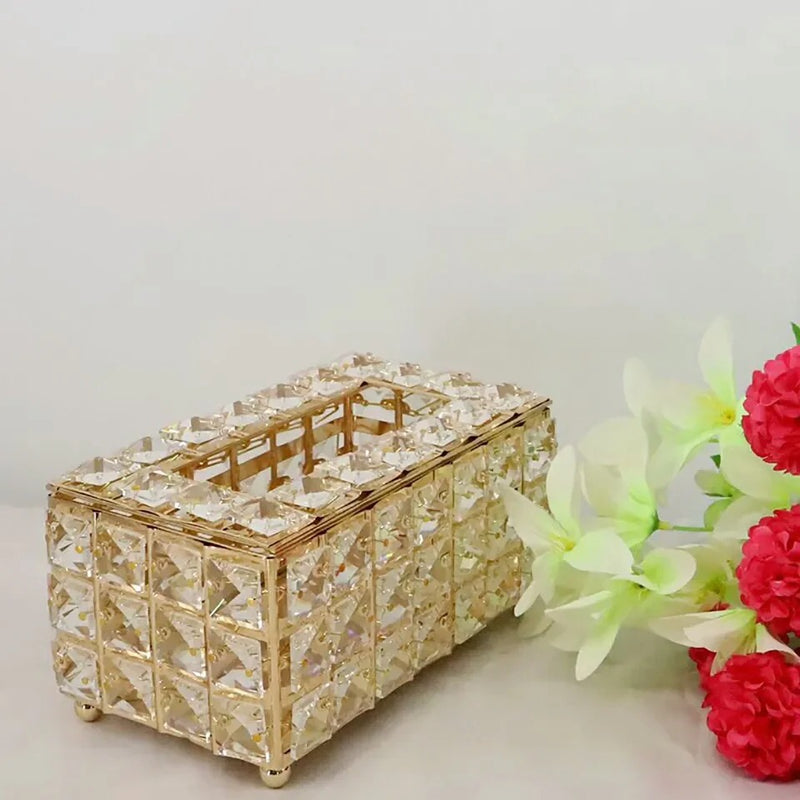 Modern Crystal Tissue Box Gold