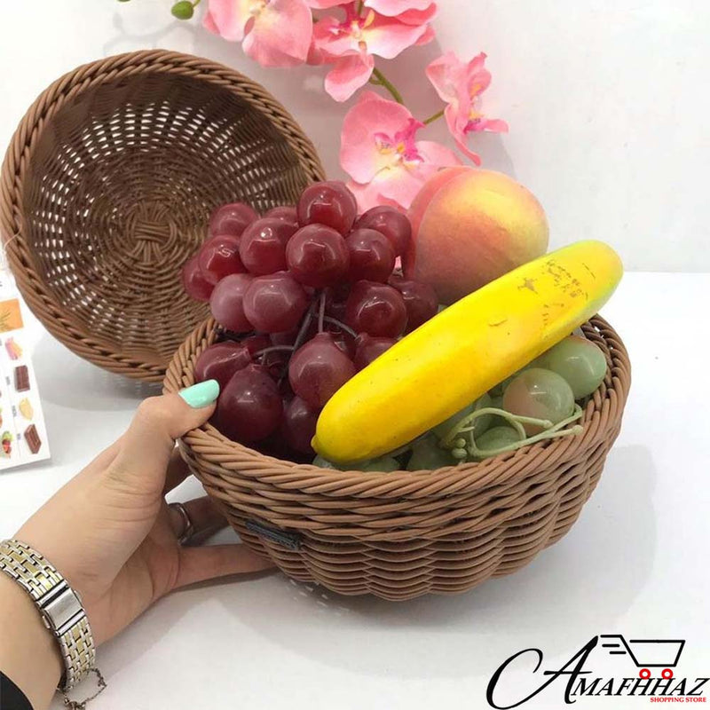 2 pc ZibaSazan Round Fruit Woven Basket