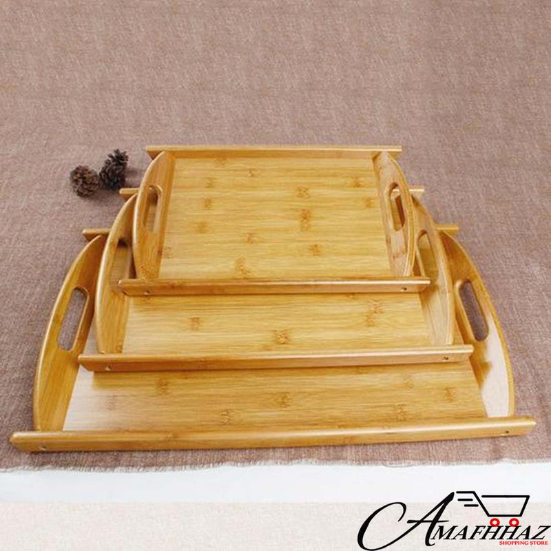 3 Bamboo Serving Trays/Platters/Breakfast Trays
