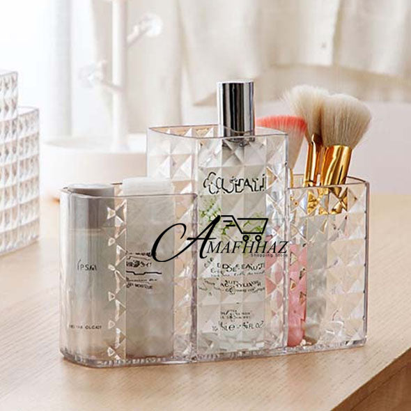 Acrylic 3 Compartment Makeup Accessories Organizer