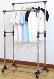 Double Pole Cloth Rail with Wheels
