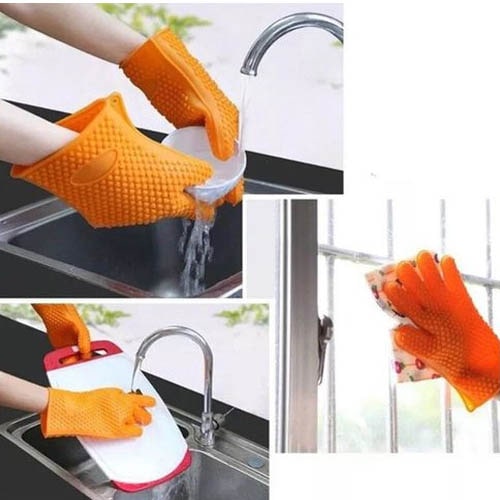 Oven Gloves Pair Heat Resistant Silicone