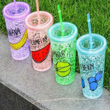 Glitter Double Freezer Ice Glass 