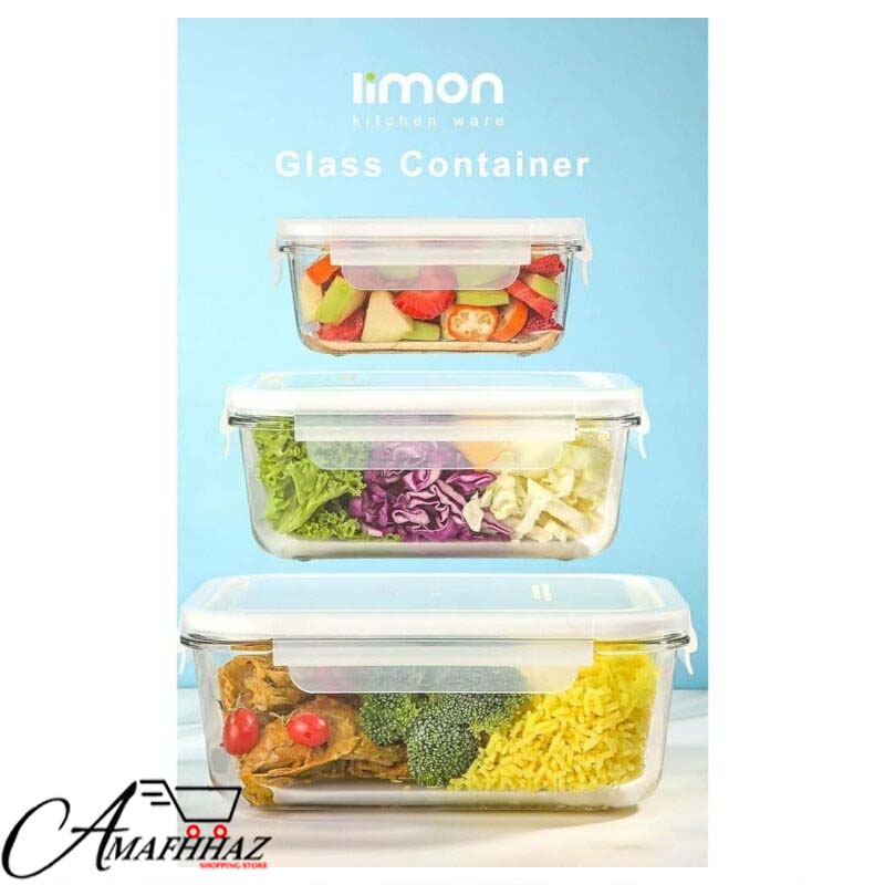 Limon 3 Glass Lunch Box Container Set