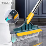Floor Scrub Brush 2 In 1 Cleaning Brush Long Handle Detachable Wiper Magic Broom Brush Scraper Tile Kitchen Cleaning Tool