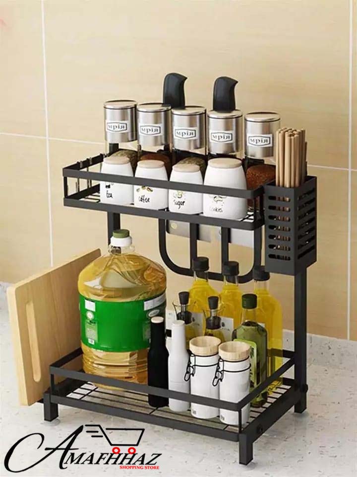 2 Layer Spice Bottle Iron Rack