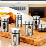 6 pcs Stainless Steel Spice Jar Set
